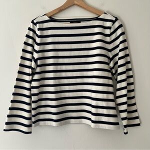 J Crew Top Tee Boatneck T-shirt Striped Navy Size Small  Classic Mariner Coastal